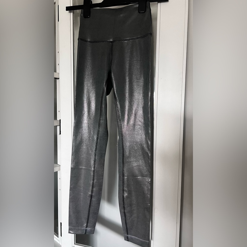 Lululemon Athletica Liquid-Silver/Grey Leggings with Metallic Finish